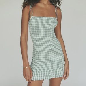 Reformation Gemini Dress in green check